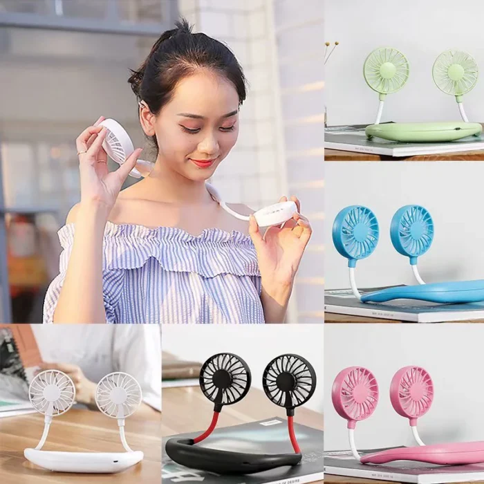 Hands-free neck fan for portable cooling